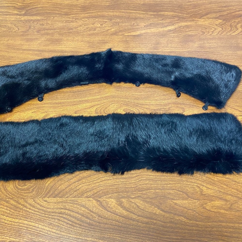 Vtg Black Real Mink Fur Collar for Coat or Sweater Set of 2